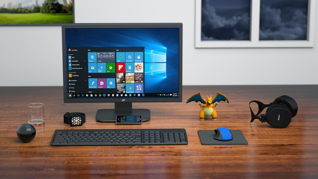 a set of desktop computer